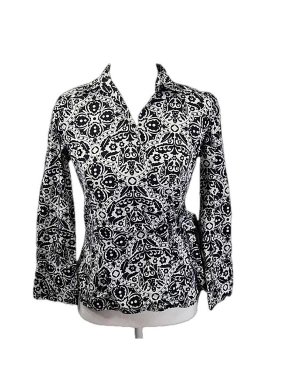 ANN TAYLOR Black/White Wrap Top 2p